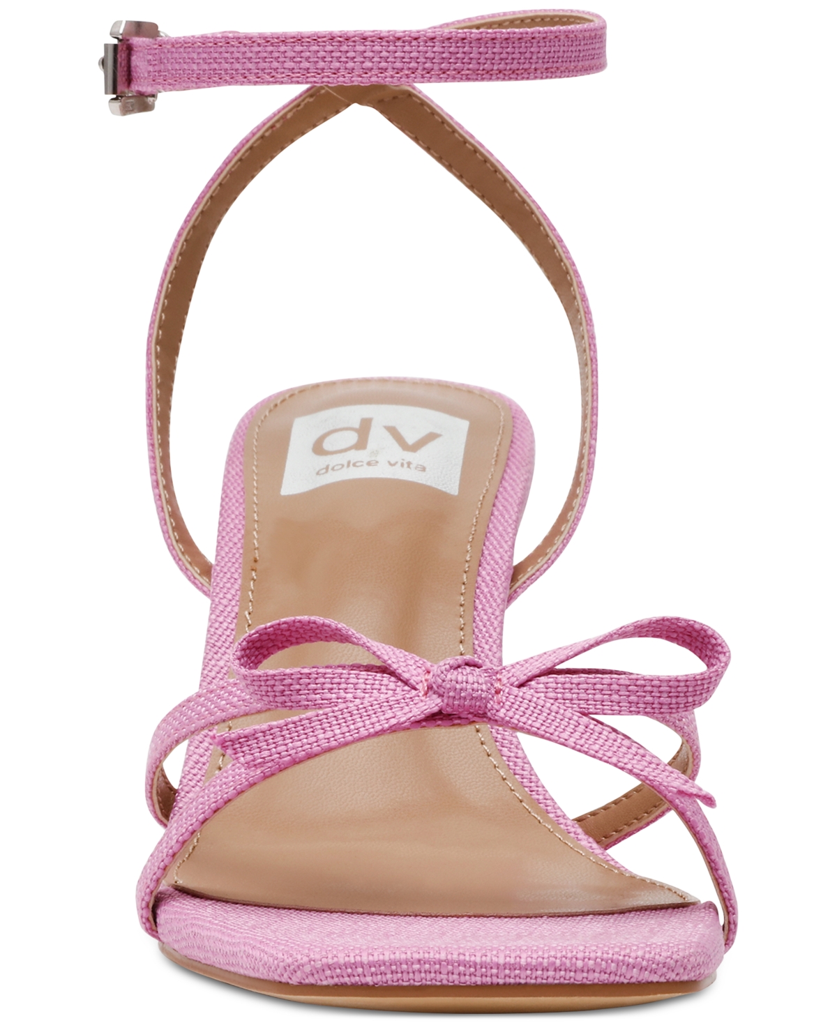 Dv Dolce Vita Women's Zidane Ankle-strap Bow Dress Sandals In Pink Linen