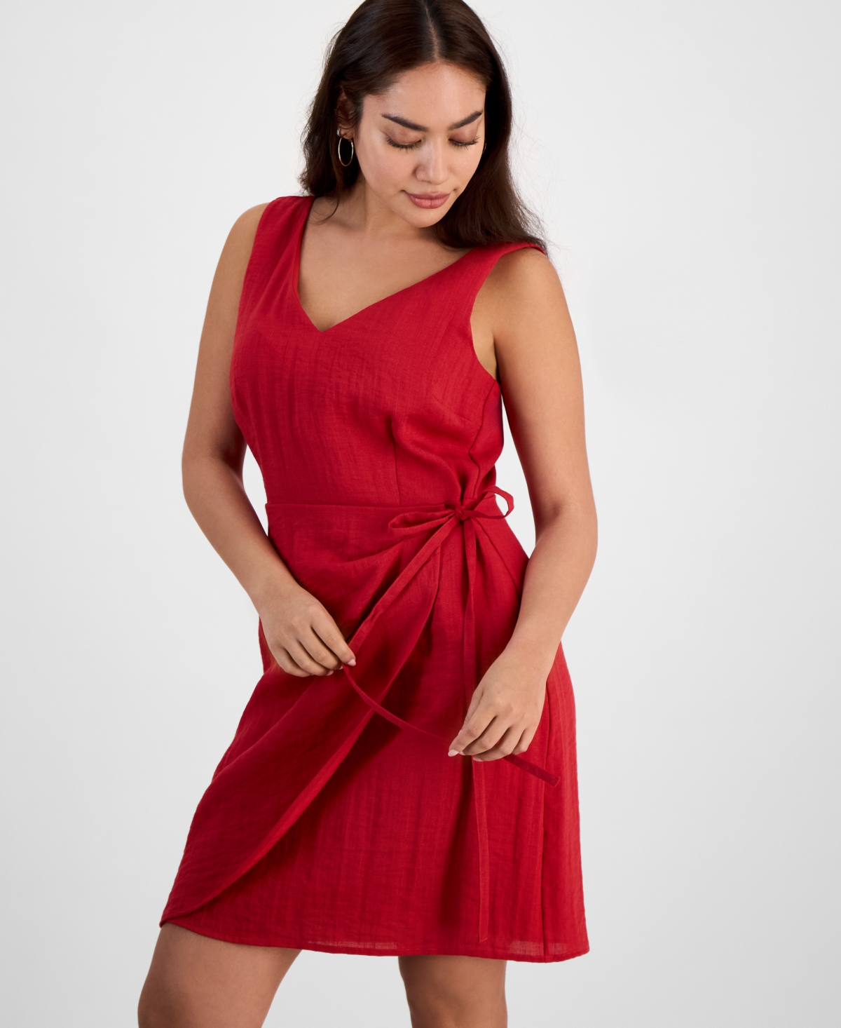 SAM EDELMAN WOMEN'S FAUX-WRAP SLEEVELESS MINI DRESS 