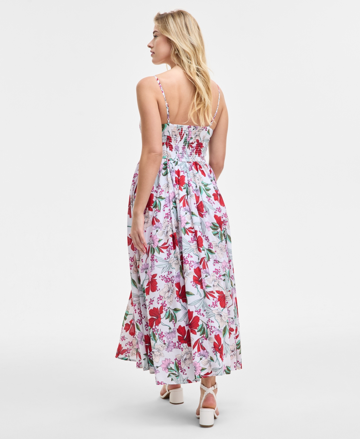 On 34th Women's Square-neck Maxi Dress, Exclusively At Macy's In Bright White Combo