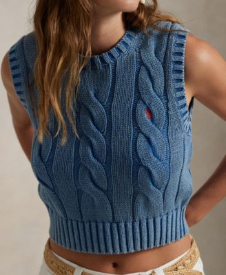 売れ筋商品|||ラルフローレン ニット&セーター アウター レディース Women's Cable-Knit Cotton Cropped Sweater Vest Midnight  Cable-Knit Cotton Cropped Sweater Vest