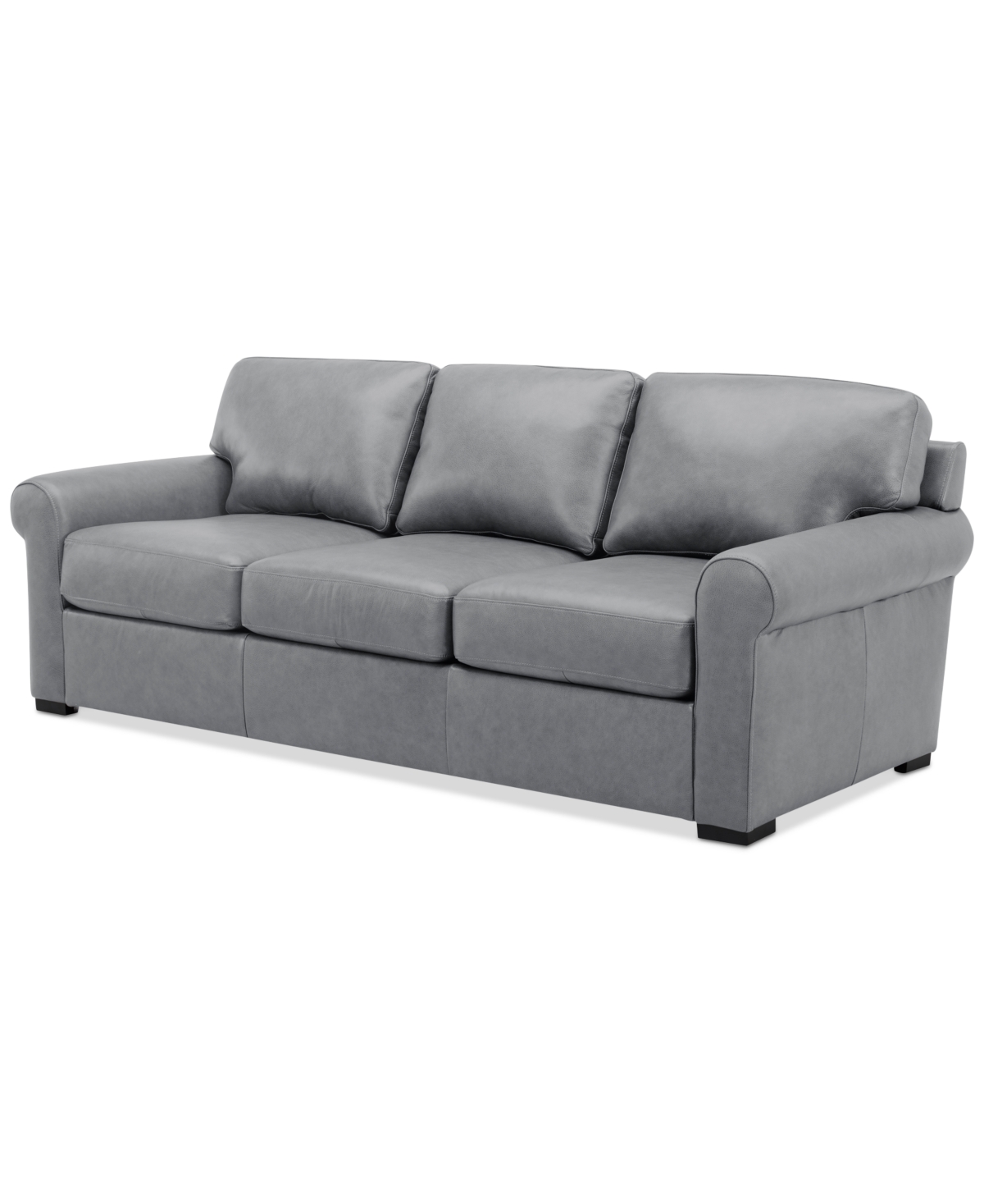 Macy's Radley 86" Leather Roll Arm Sofa, Exclusively At  In Light Grey