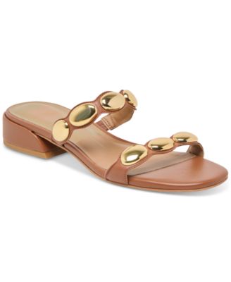 Women's Fresco Embellished Double Band Slide Low Block Heel Dress Sandals