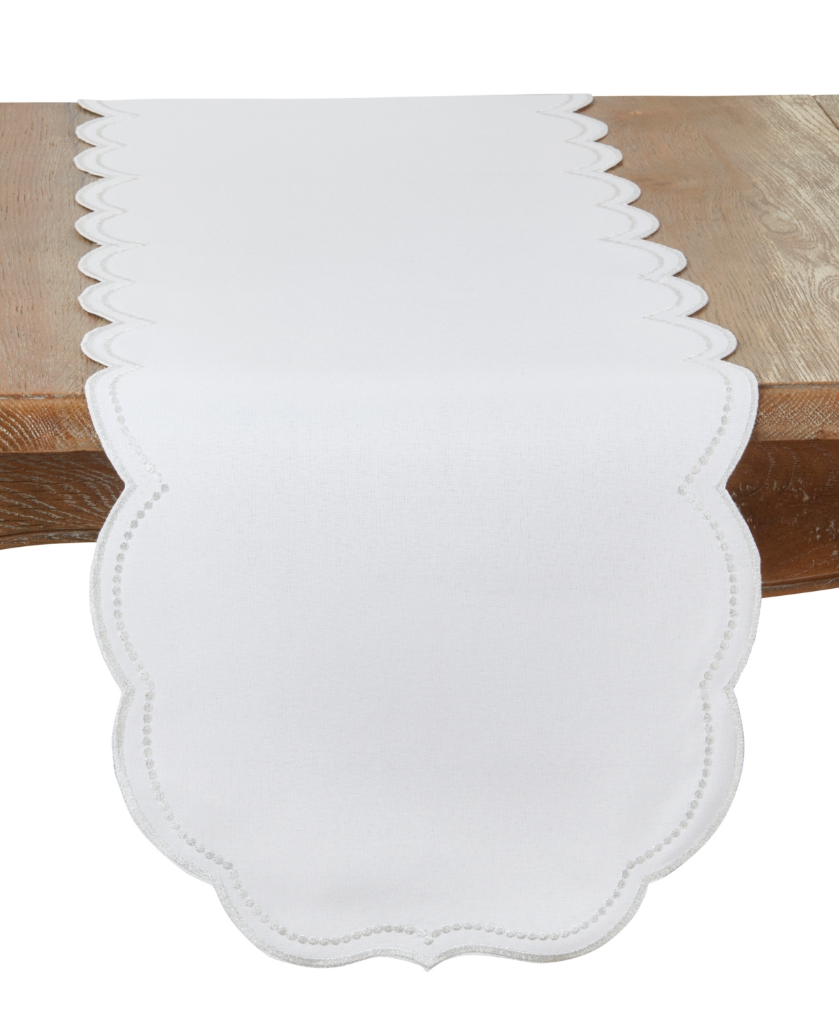 SARO LIFESTYLE EMBROIDERED POLKA DOT TABLE RUNNER, 16" X 70" 