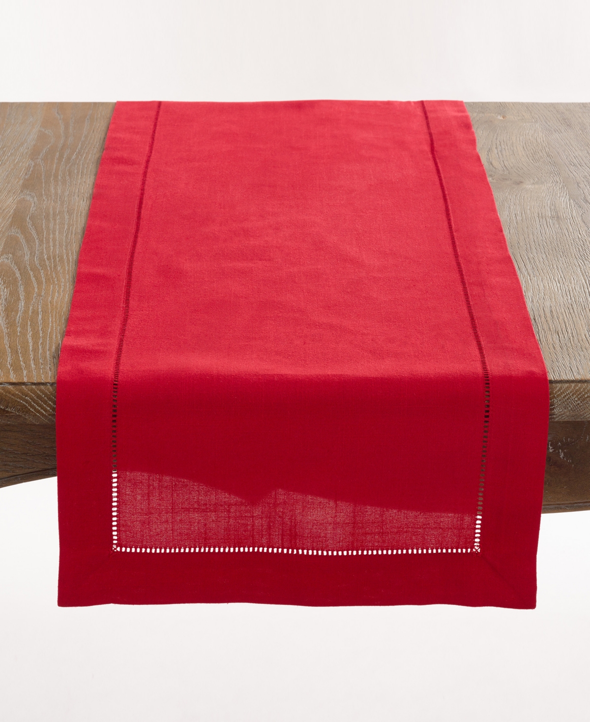 Saro Lifestyle Hemstitched Border Table Runner, 16" X 54" In Red