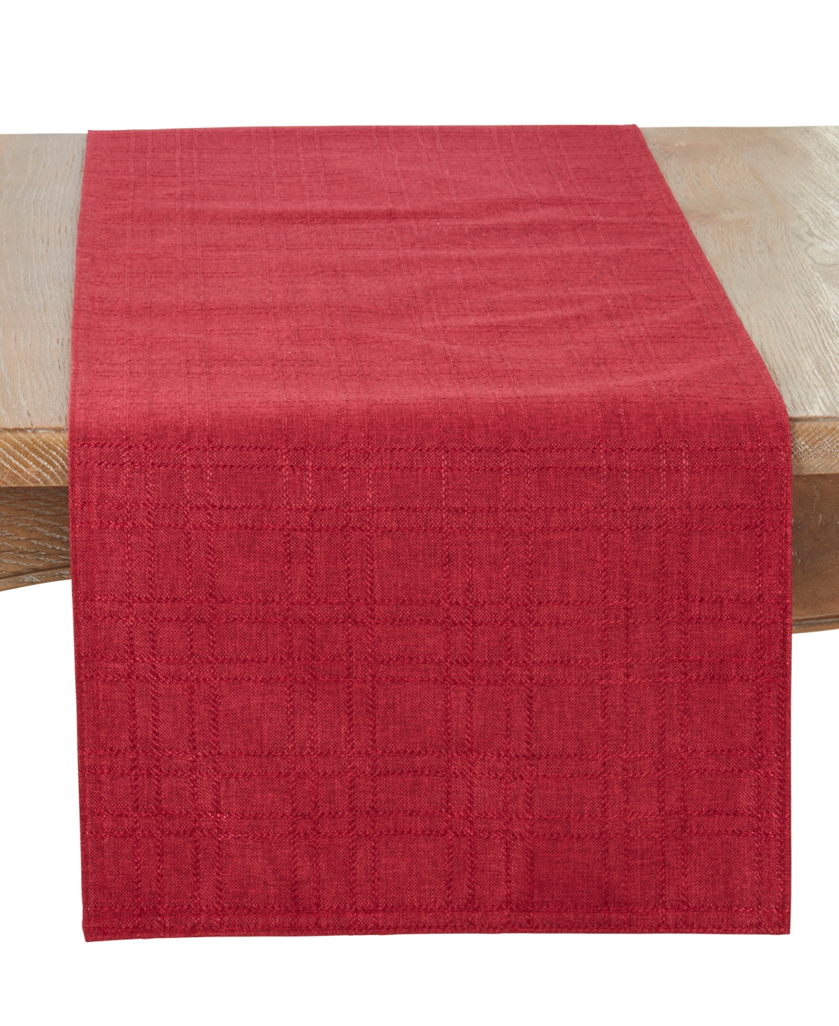 Saro Lifestyle Refined Stitched Plaid Table Runner, 16" X 54" In Burgundy