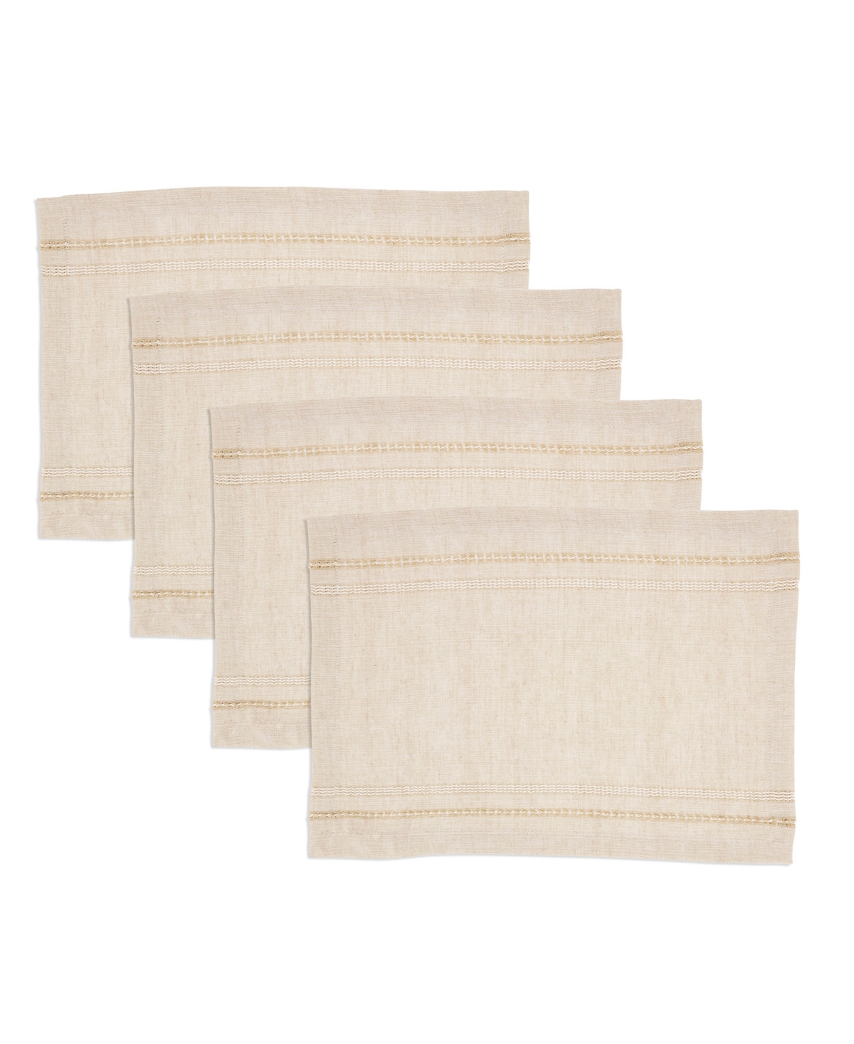 Saro Lifestyle Leno Stripe Elegance Placemat, Set Of 4 In Natural