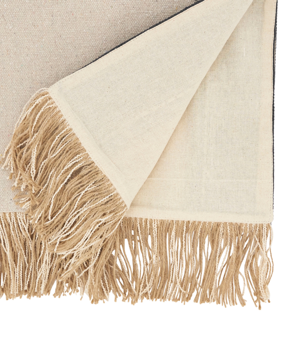 Saro Lifestyle Fringe Detail Banded Table Runner, 16" X 72" In Black,natural