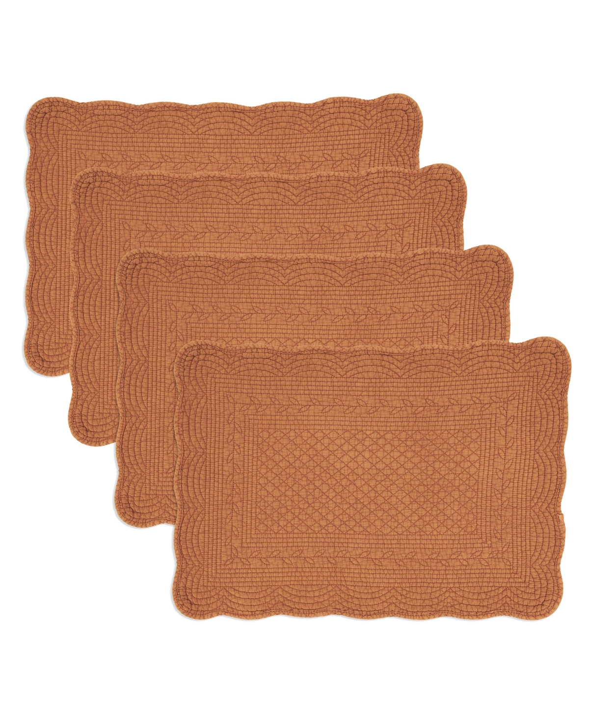 Saro Lifestyle Charming Quilted Placemat, Set Of 4 In Terracotta