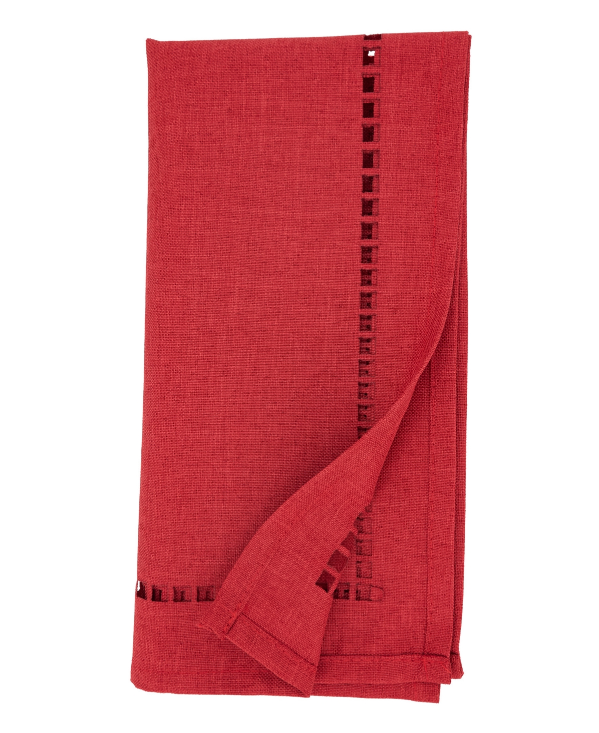 Saro Lifestyle Laser-cut Hemstitch Napkin, Set Of 4 In Red
