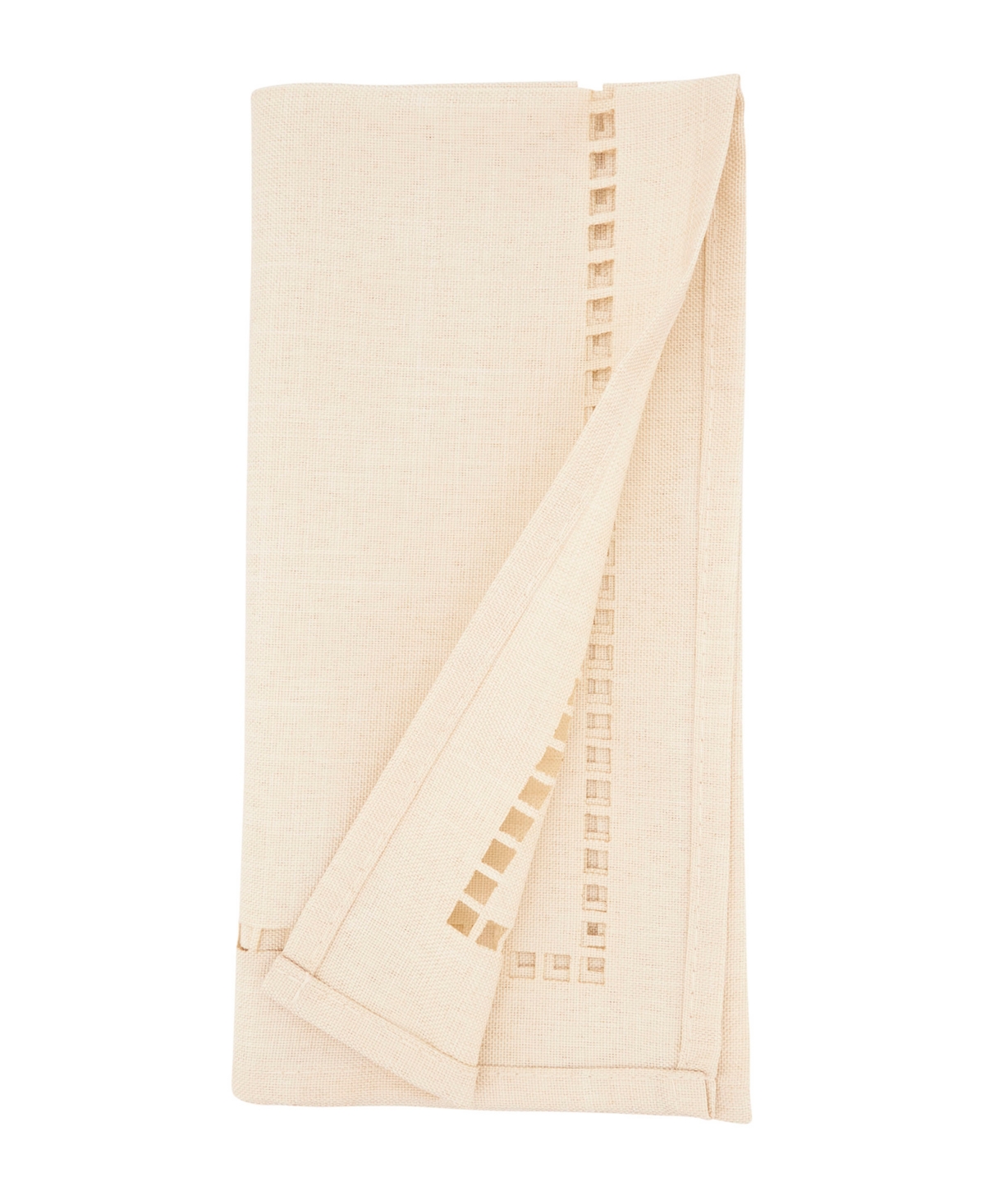 Saro Lifestyle Laser-cut Hemstitch Napkin, Set Of 4 In Ivory
