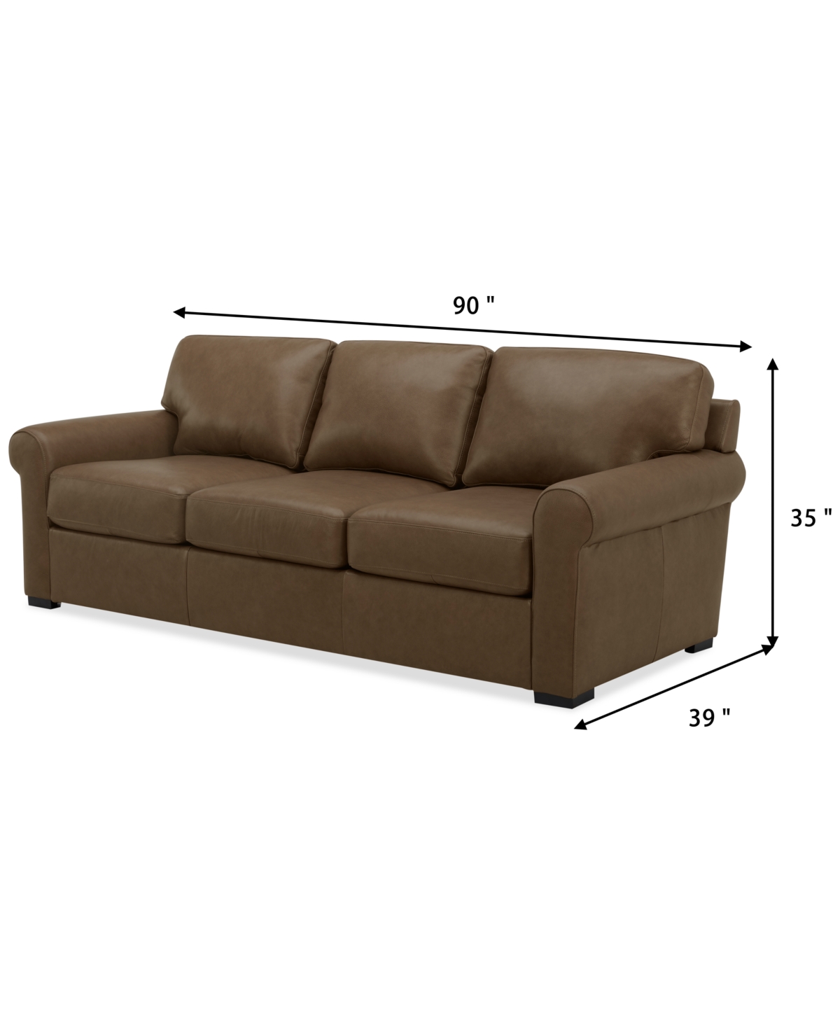 Macy's Radley 86" Leather Roll Arm Sofa, Exclusively At  In Sand