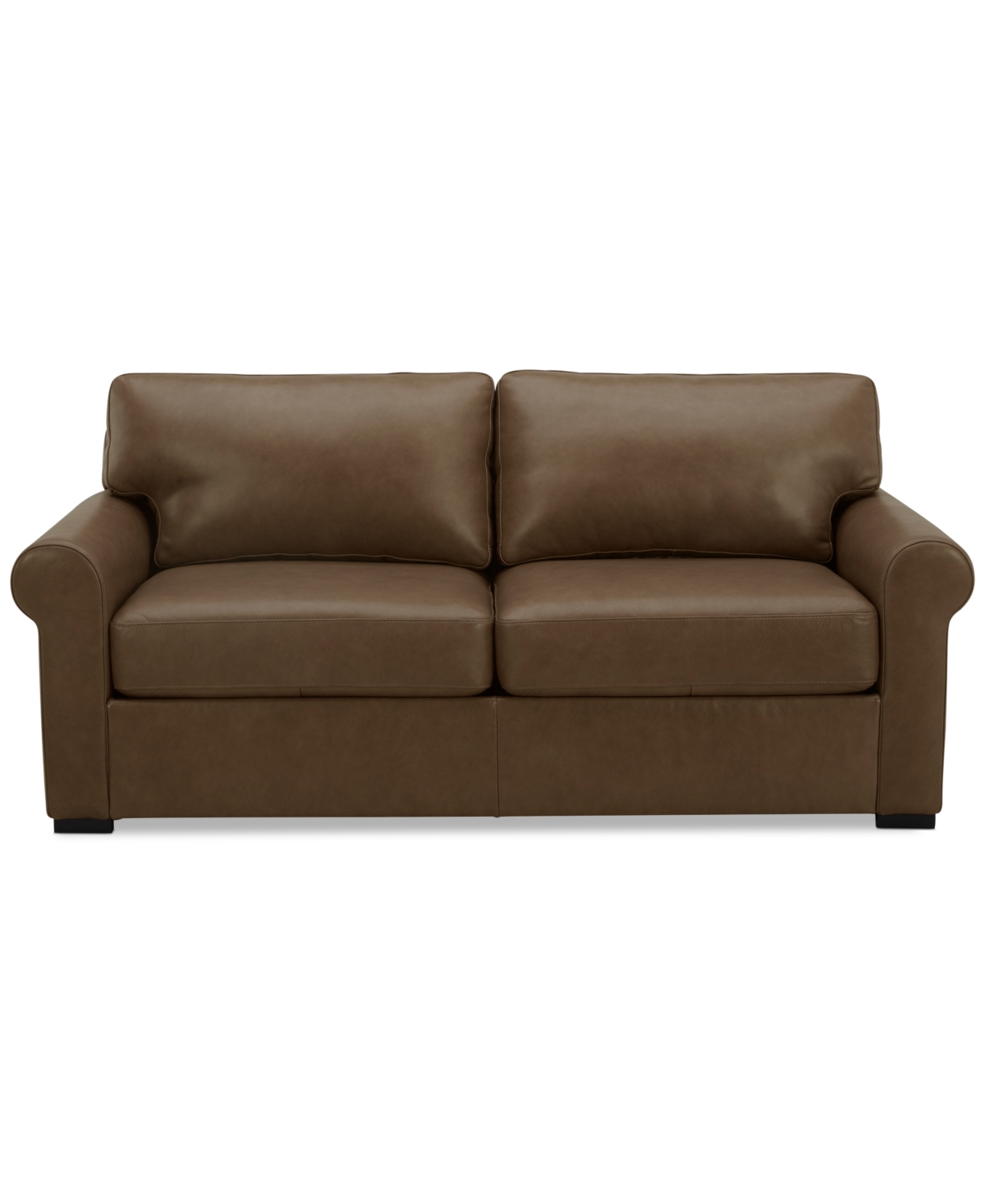 Macy's Radley 74" Leather Roll Arm Apartment Sofa, Exclusively At  In Sand