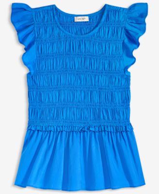 Women's Flutter-Sleeve Smocked Peplum Top, Exclusively at Macy's