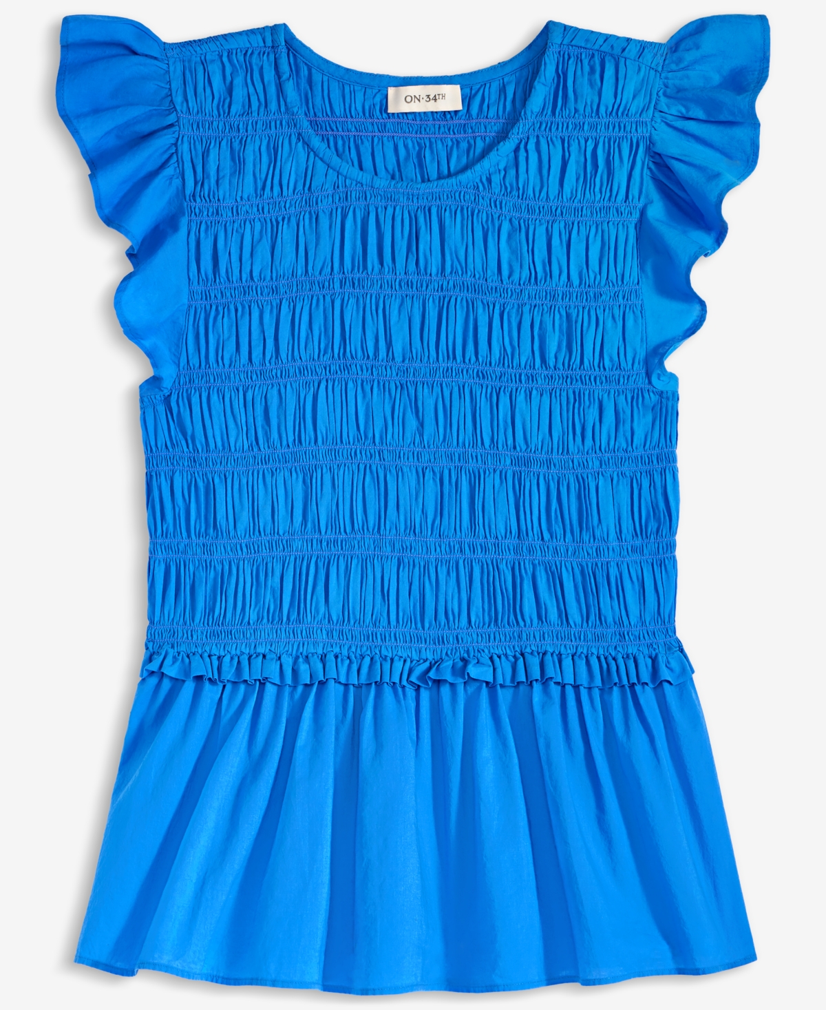 ON 34TH WOMEN'S FLUTTER-SLEEVE SMOCKED PEPLUM TOP, EXCLUSIVELY AT MACY'S 