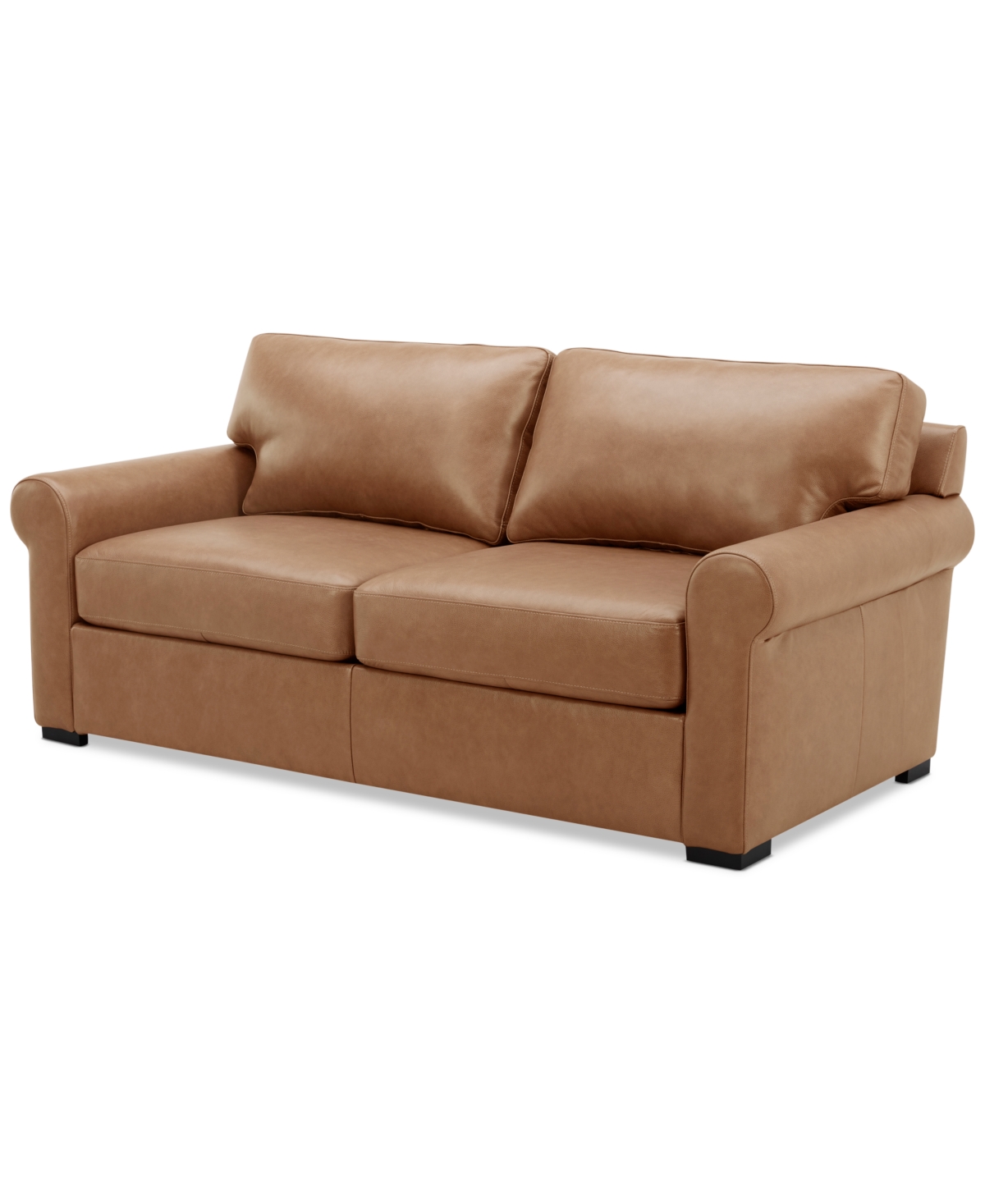 Macy's Radley 74" Leather Roll Arm Apartment Sofa, Exclusively At  In Light Natural