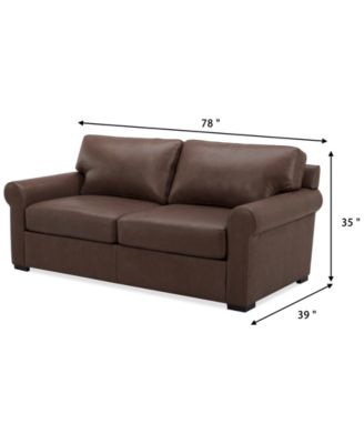Radley Roll Arm 74" Leather Apartment Sofa