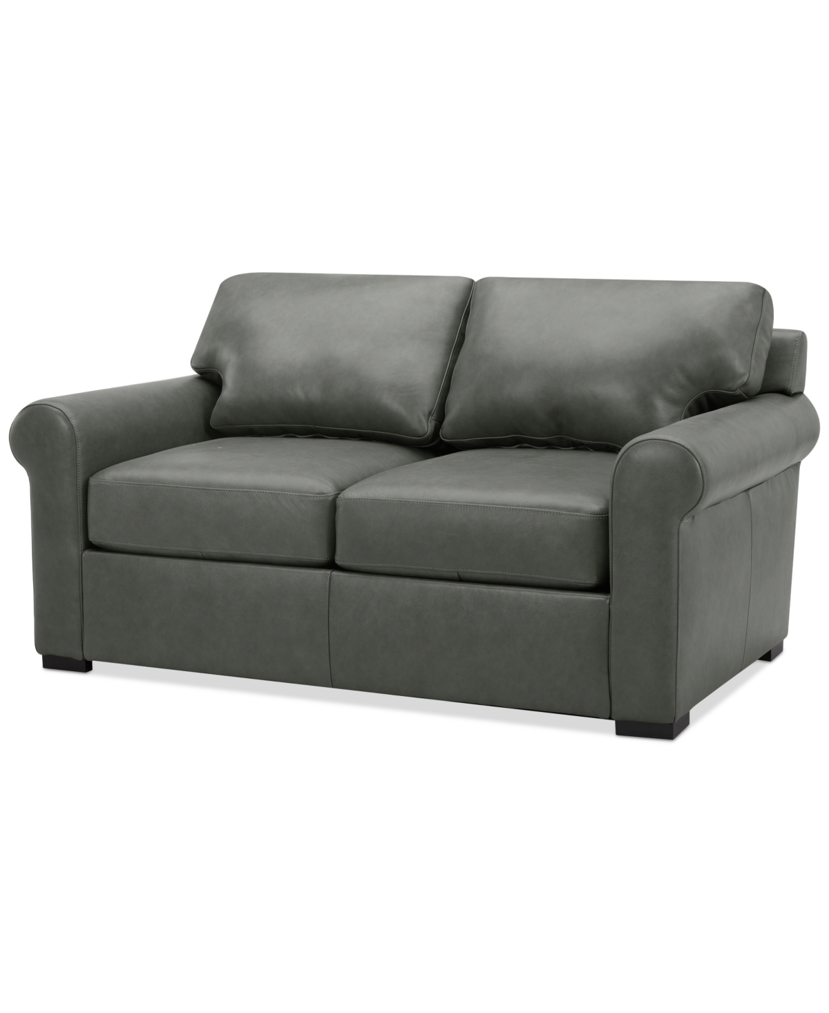 Macy's Radley 61" Leather Roll Arm Loveseat, Exclusively At  In Anthracite