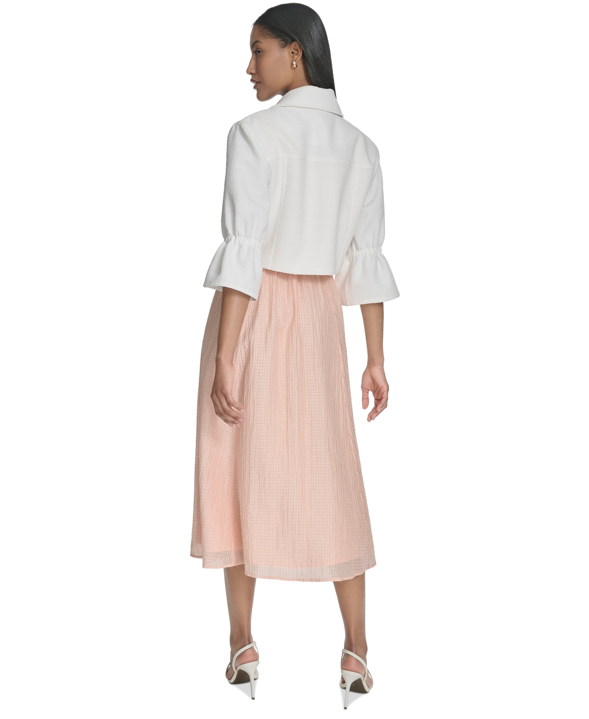 HALSTON WOMEN'S CROPPED FRONT-SEAMED SHRUG JACKET 
