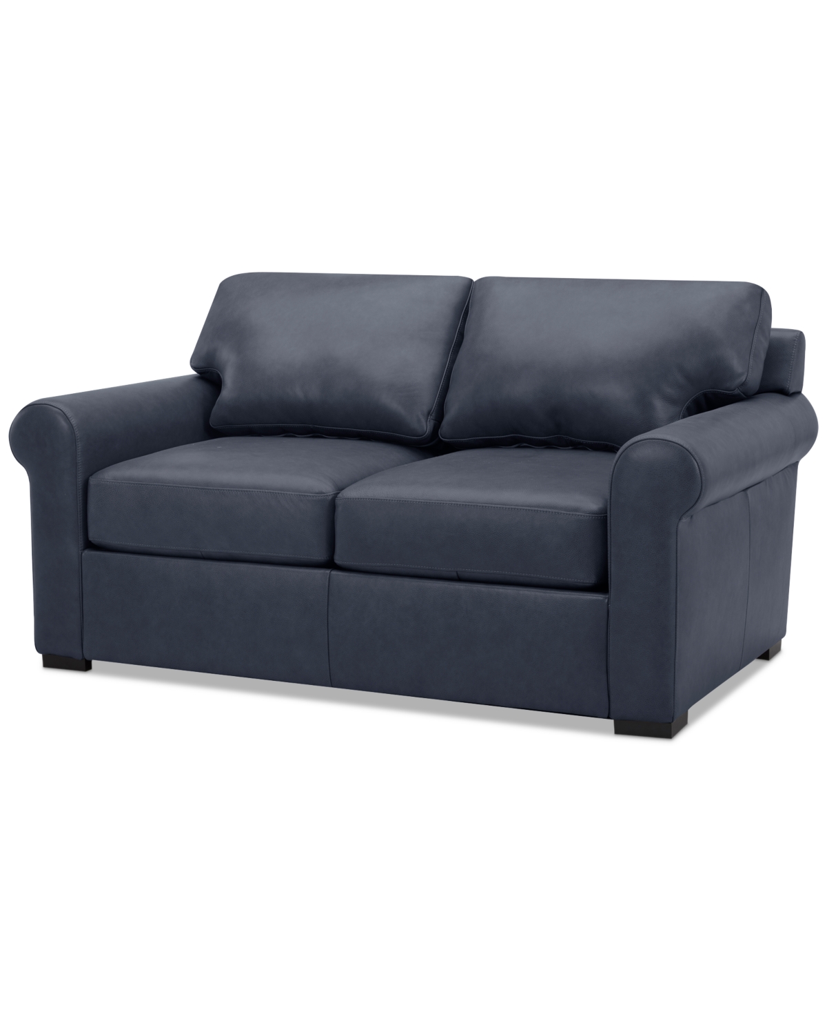 Macy's Radley 61" Leather Roll Arm Loveseat, Exclusively At  In Navy