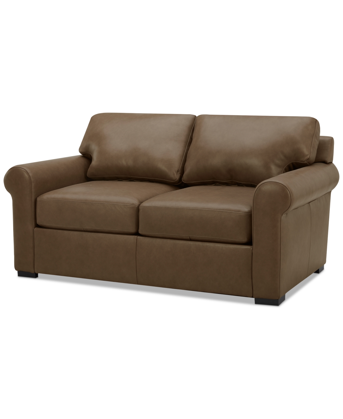 Macy's Radley 61" Leather Roll Arm Loveseat, Exclusively At  In Sand