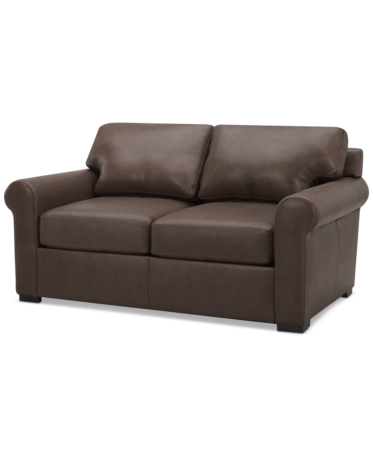 Macy's Radley 61" Leather Roll Arm Loveseat, Exclusively At  In Chocolate
