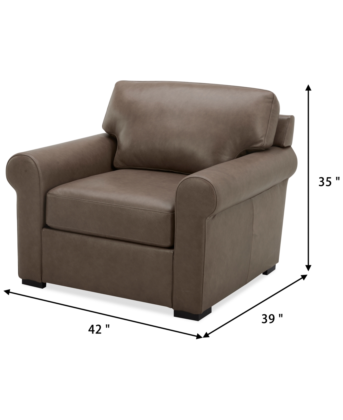 Macy's Radley 38" Leather Chair, Created For  In Taupe