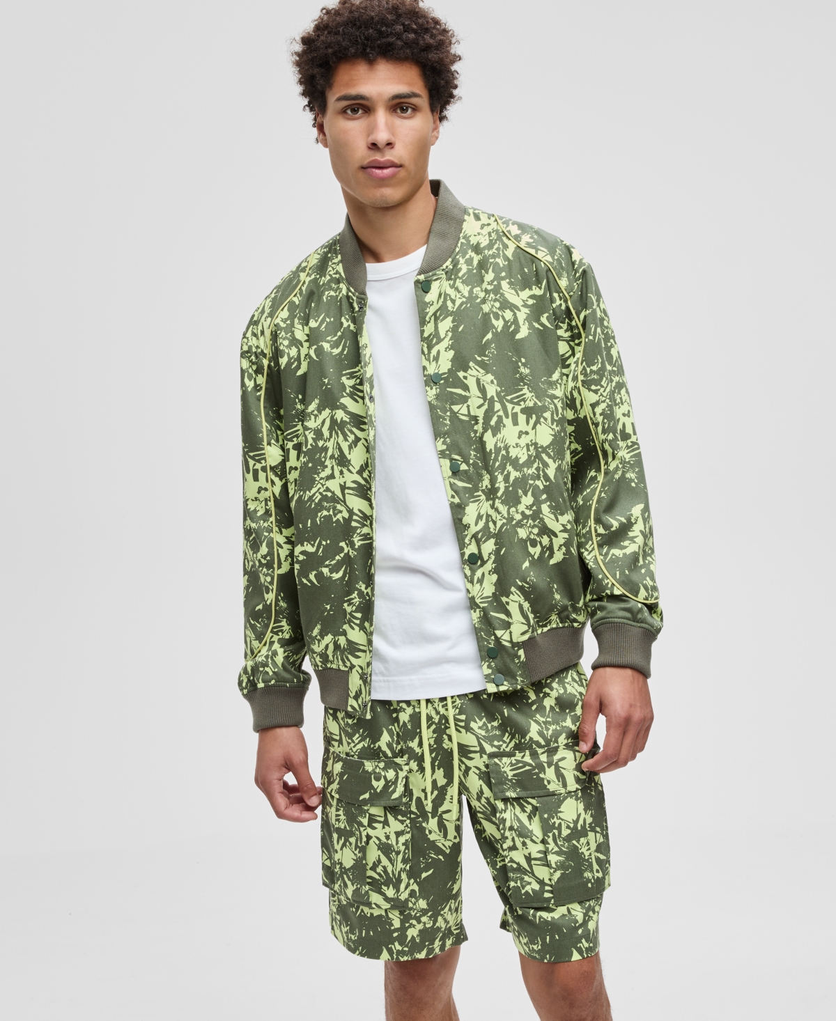 Men's Abstracted Floral Regular-Fit Printed Bomber Jacket, Macy's Exclusive - Wild Ivy