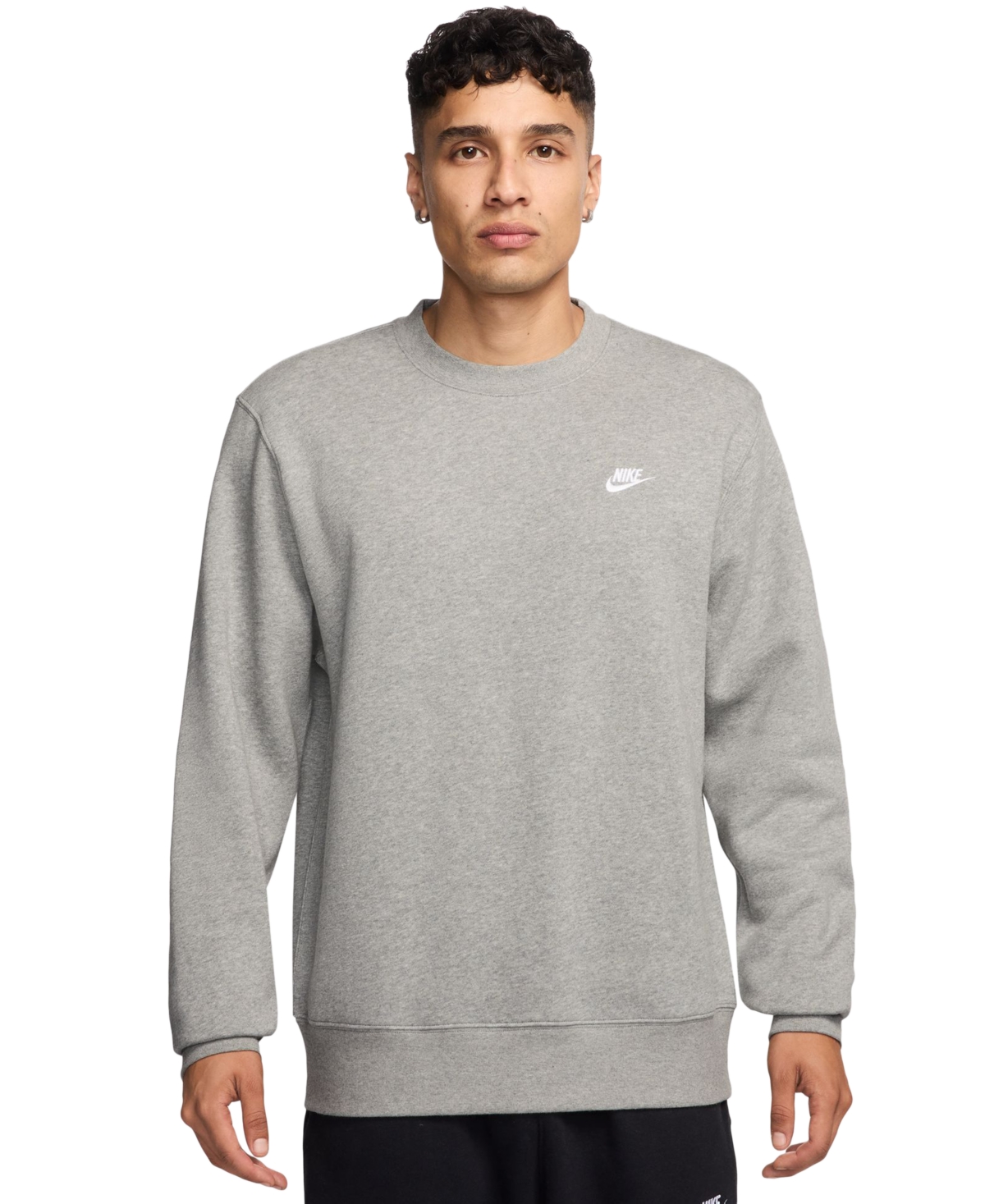 Nike Logo-embroidered Cotton-blend Jersey Sweatshirt In Gray