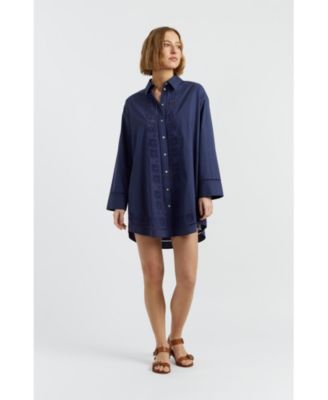 Women's Cotton Broderie Shirt Dress