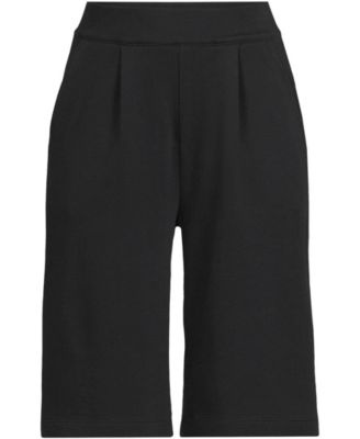 Plus Size Sport Knit High Rise Pleated 12" Bermuda Shorts