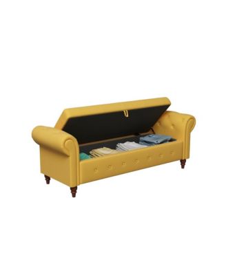 Upholstered Storage Bench with Rolled Arms