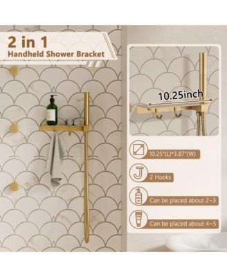 4 Functions DIY Shower Faucet Set Free Combination Main Body Ceiling Rain Shower Head with Handheld Shower and Side Body Jets, Matte Black