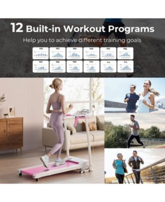 Foldable Treadmill, Freestanding Easy Assembly Folding Treadmill with 12 Preset Programs, LCD Monitor, Built-in Wheels & Pulse Sensor, Portable Compact Running Machine for Small Space