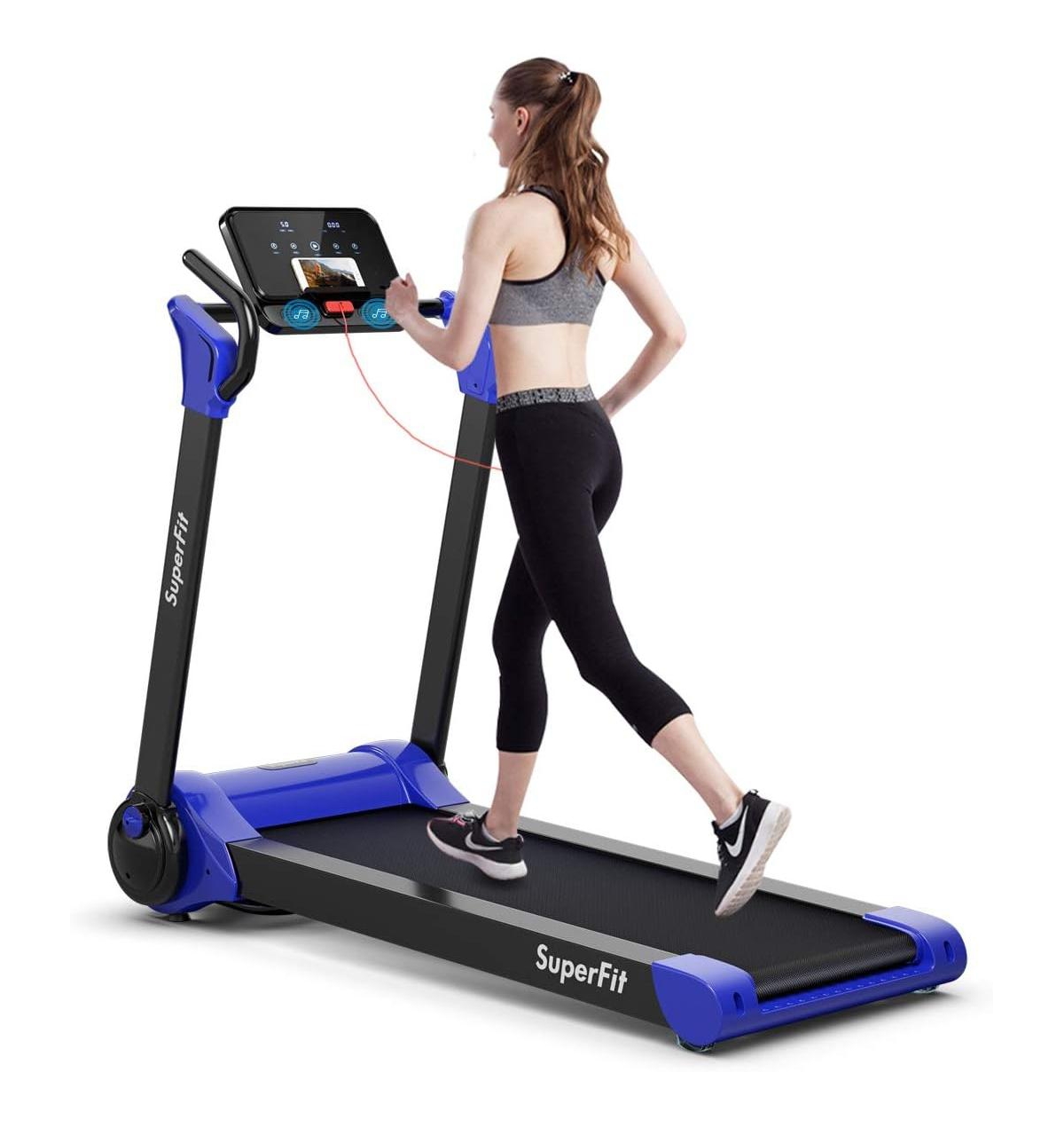 2.25 Hp Electric Motorized Folding Treadmill with Led Display - Navy