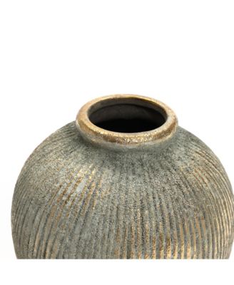 Rustic Gold and Brown Terracotta 8.7-Inch Tall Bud Vase