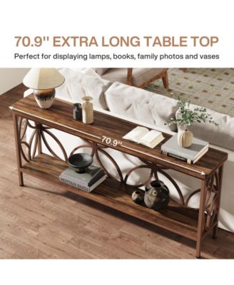 70.9-Inch Narrow Sofa Table, Industrial Long Sofa Table, Entry Console Table with Storage for Entryway, Living Room, Foyer, Unique Design