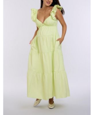 Maternity Ruffle Sleeve Tie-Back Maxi Dress - Motherhood