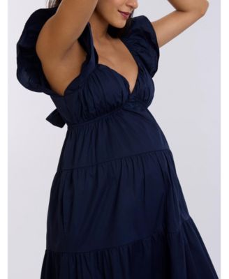 Maternity Ruffle Sleeve Tie-Back Maxi Dress - Motherhood