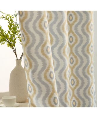 Tanner Ogee Ikatt Damask Patterned Window Grommet Curtains Bedroom - Light Blocking Darkening Window Panels, Set of 2 (Grey/Gold, 37 W x 96 L)