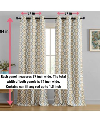 Tanner Ogee Ikatt Damask Patterned Window Grommet Curtains Bedroom - Light Blocking Darkening Window Panels, Set of 2 (Taupe/Grey, 37 W x 84 L)