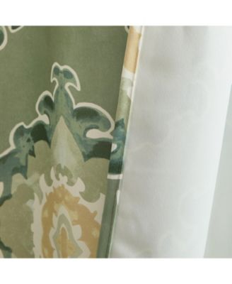 Liam Ogee Ikatt Damask Patterned Window Grommet Curtains Bedroom - Light Blocking Darkening Window Panels, Set of 2 (Sage Green, 52 W x 96 L