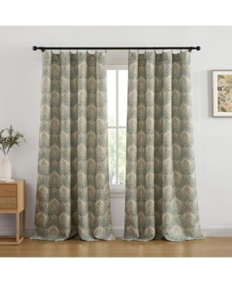 Messina Paisley Damask Patterned Back Tab Rod Pocket Curtains - Light Blocking Darkening Window Panels, Set of 2 (Green/Yellow, 52 W x 96 L)