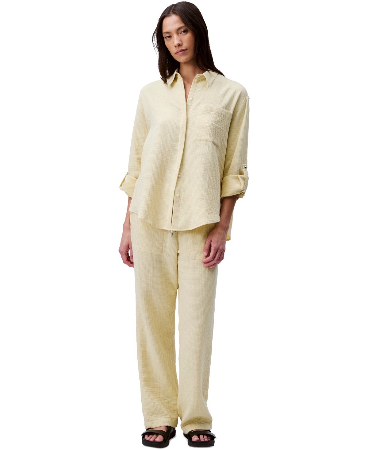 Calvin Klein Jeans Est.1978 Women's Double Gauze Pull-on Pants In Hay