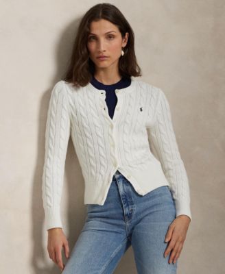 Polo Ralph Lauren - Women's Cable-Knit Cotton Crewneck Cardigan