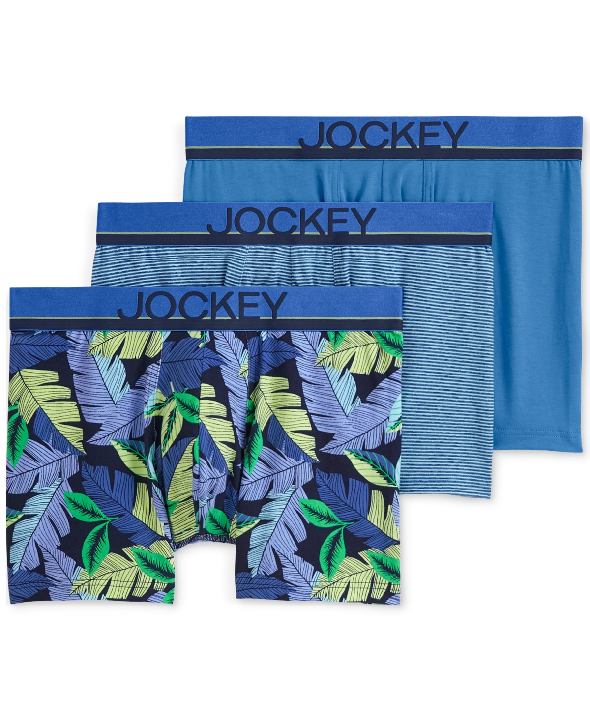 Men's 3pk. True Style Logo Trunks - Fanning Flora/true Blue/frolic Stripe
