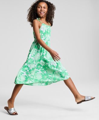 Little & Big Girls Floral-Print Tiered Midi Dress, Exclusively at Macy's
