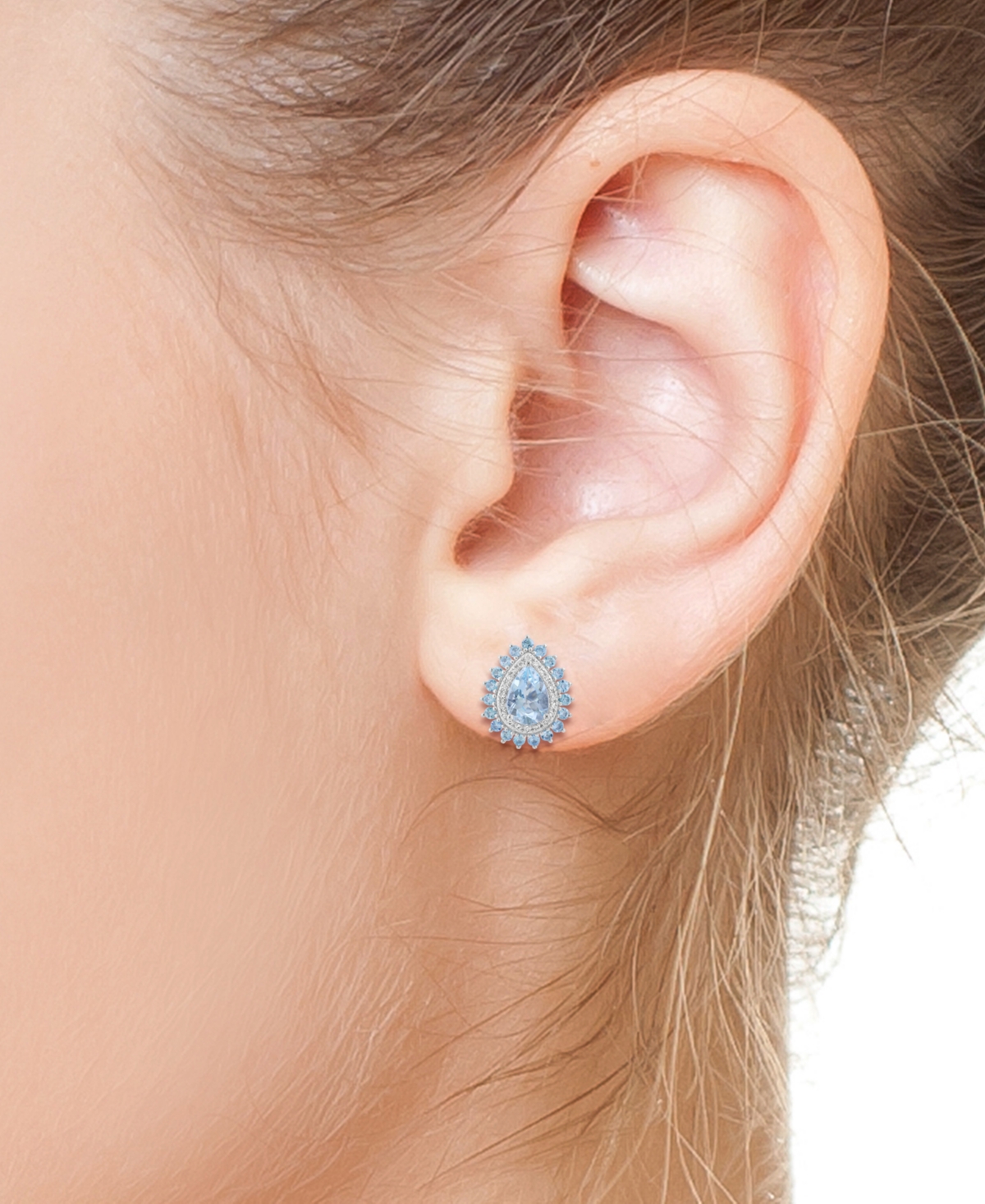 Effy Collection Effy Aquamarine (1-3/8 Ct. T.w.), Blue Topaz (5/8 Ct. T.w.) & Diamond (5/8 Ct. T.w.) Stud Earrings I In Multi