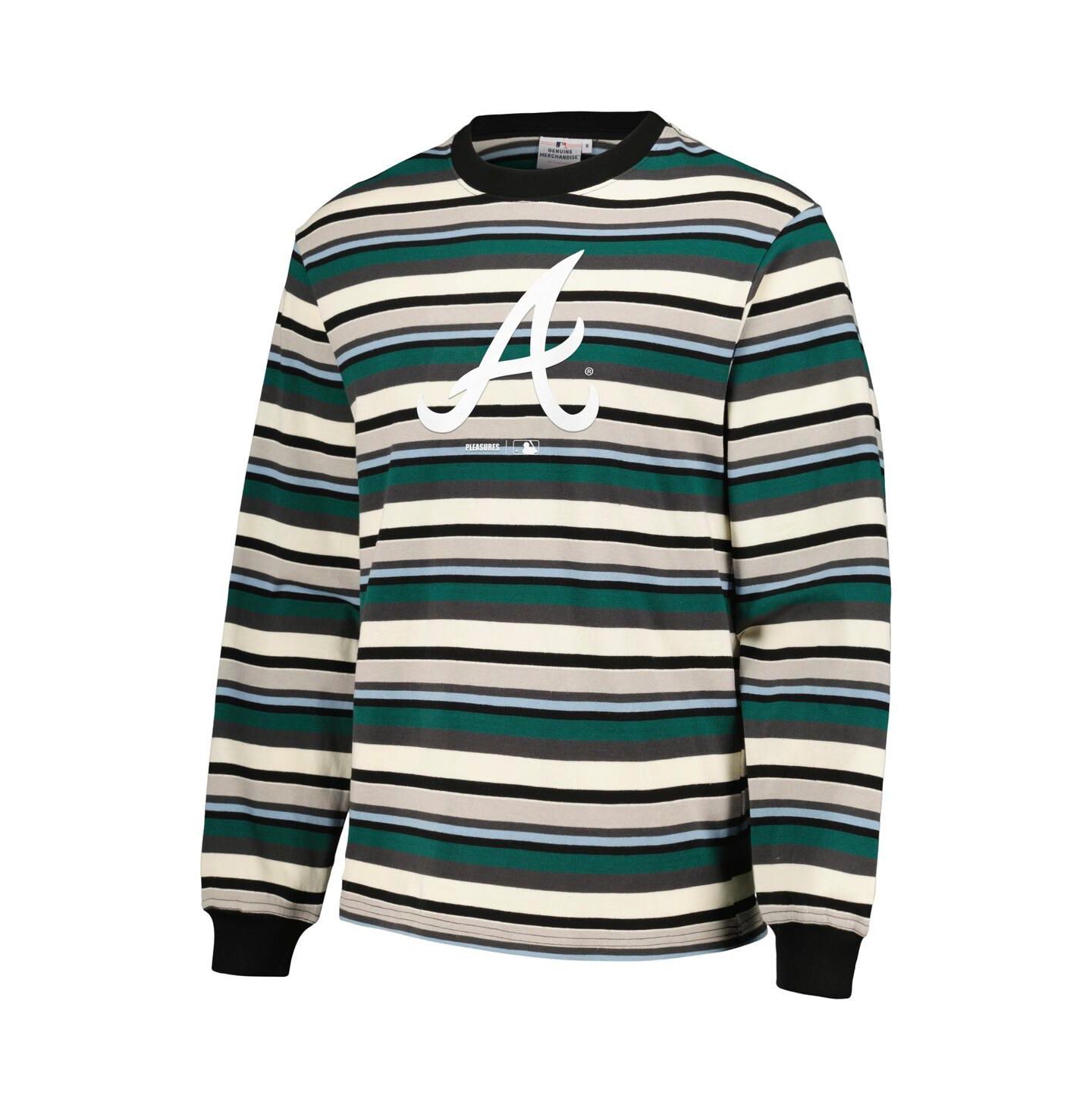 Мужская футболка PLEASURES Cream/Green Atlanta Braves Ballpark Long Sleeve — фото 3