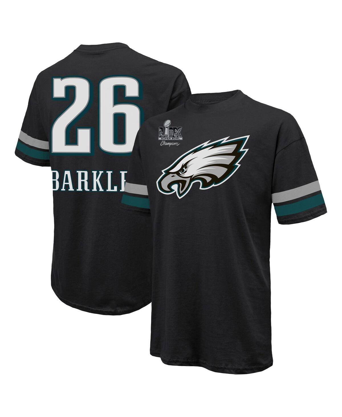 Majestic Threads Men's Saquon Barkley Black Philadelphia Eagles Super Bowl Lix Champions Oversized Player Nam In Black