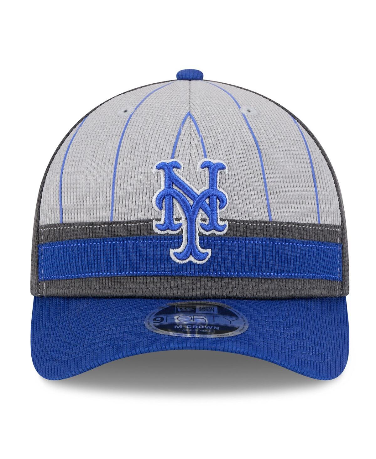 New Era Men's Gray/royal New York Mets 2025 Batting Practice 9forty M-crown Adjustable Hat In Gray,royal